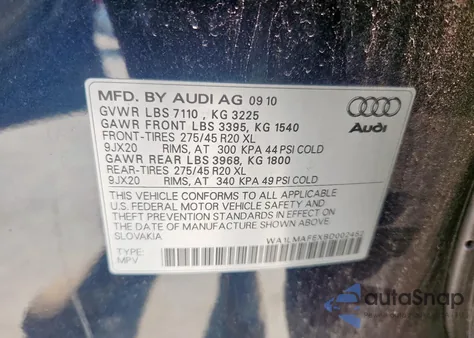 2011 Audi Q7 Premium Plus z USA, uszkodzony, nr VIN WA1LMAFEXBD002452